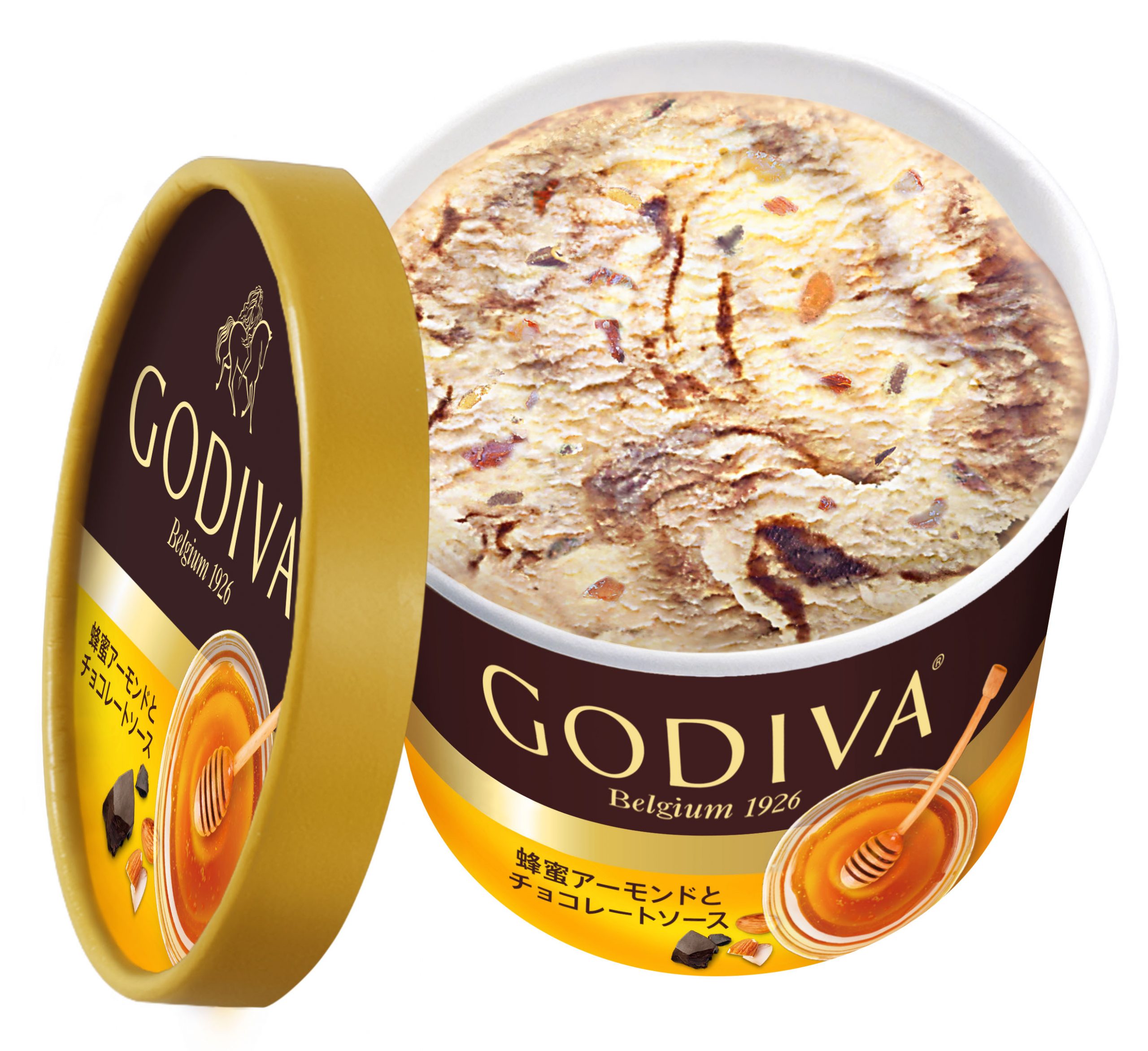 国産「百花蜂蜜」のみを使ったゴディバのアイス　「蜂蜜アーモンドとチョコレートソース」 新パッケージで数量限定販売